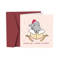 Cartão De Natal Fofo Com Tema De Gato E Envelope Para Amantes De Gatos - Cartão De Presente Cartão De Natal Fofo Com Tema De Gato E Envelope Para Amantes De Gatos - Cartão De Presente