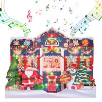 Cartão de Natal MZD8391 3D Pop Up com música e luzes + envelope