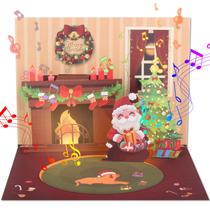 Cartão de Natal XTF2015 3D Pop Up com música e lareira LED Cartão de Natal XTF2015 3D Pop Up com música e lareira LED