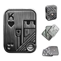 Cartão de pôquer Fidget Slider JUDIXY de 3 camadas de metal prateado K