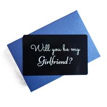 Cartão de Proposta de Amor em Alumínio com Envelope Azul