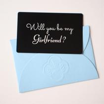 Cartão de Proposta de Amor em Alumínio com Envelope Azul Cartão de Proposta de Amor em Alumínio com Envelope Azul