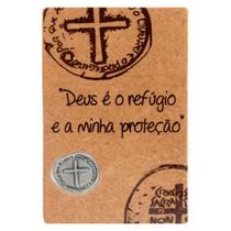 Cartão De Proteção Medalha Das Duas Cruzes Com Oração