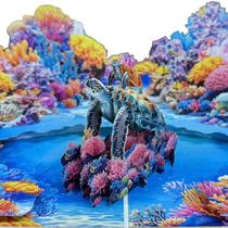 Cartão de Saudação HALATADA Tartaruga Marinha 3D Feito à Mão Oceano Cartão de Saudação HALATADA Tartaruga Marinha 3D Feito à Mão Oceano