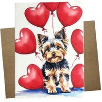 Cartão de Saudação Whitman and Daughter Yorkie 5x7" Dia dos Namorados