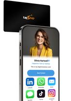 Cartão de visita digital TapSnap - Sem assinatura - Toque para compartilhar - Smart NFC/QR - Cartão de visita personalizado - iPhone e Android (preto)