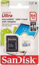 Cartão Memória 64gb Micro Sd Ultra Classe10 Sandisk 100mbs Cartão Memória 64gb Micro Sd Ultra Classe10 Sandisk 100mbs