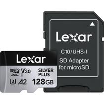 Cartão memória lexar micro sd xc 128gb 205mb/s uhs-i v30 silver plus lmssipl128g-bnanu