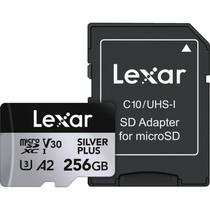 Cartão memória lexar micro sd xc 256gb 205mb/s uhs-i v30 silver plus lmssipl256g-bnanu