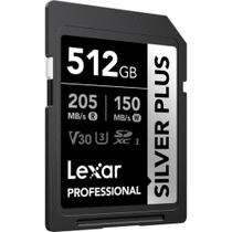 Cartão memória lexar sd xc 512gb 205mb/s uhs-i v30 silver plus lsdsipl512g-bnnnu