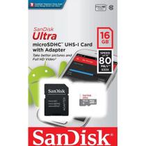Cartão Memoria Microsd 16gb Sandisk Classe 10 Ultra 80mb/s