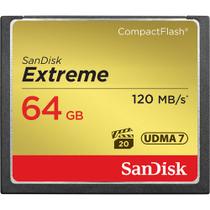 Cartão memória sandisk compactflash 64gb extreme 120mb/s