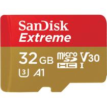 Cartão memória sandisk micro sd hc 32gb 100mb/s extreme uhs-i v30 sdsqxaf-032g