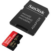 Cartão Micro SD 128GB Sandisk Extreme PRO com adaptador, captura de vídeo 4K UHD e Full HD, SDSQXCD-128G-GN6MA SANDISK