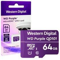 Cartão Micro Sd 64gb 32tbw Intelbras Cameras Cftv Mibocam Purple Western Digital