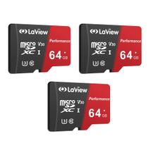 Cartão Micro SD LaView 64GB x 3 unidades de cartão de memória UHS-I V30