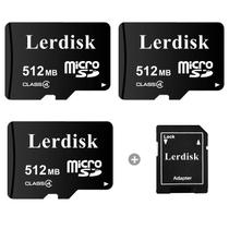 Cartão Micro SD Lerdisk 512MB (0,5GB) - Pacote com 3 Unidades para MP3 e Telefones Cartão Micro SD Lerdisk 512MB (0,5GB) - Pacote com 3 Unidades para MP3 e Telefones