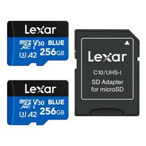 Cartão Micro SD Lexar 256GB, pacote com 2, azul, até 160 MB/s Cartão Micro SD Lexar 256GB, pacote com 2, azul, até 160 MB/s