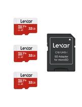 Cartão Micro SD Lexar 32GB, pacote com 3, adaptador de até 100MB/s