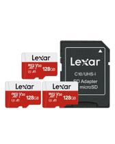 Cartão Micro SD Lexar E-Series 128GB, pacote com 3 adaptadores