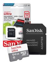 Cartão Micro Sd Sandisk Ultra 64Gb 80Mb/S Com Adaptador Sd