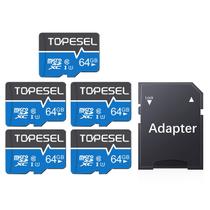 Cartão Micro SD TOPESEL 64GB Classe 10 UHS-I, pacote com 5