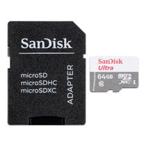 Cartão MicroSD 64GB SanDisk Ultra Lite 100MBs com Adaptador Cartão MicroSD 64GB SanDisk Ultra Lite 100MBs com Adaptador
