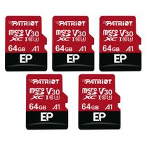 Cartão microSD Patriot Memory 64 GB A1 V30, pacote com 5 unidades Cartão microSD Patriot Memory 64 GB A1 V30, pacote com 5 unidades