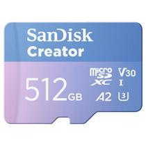 Cartão microSD SanDisk Creator 512GB UHS-I com adaptador SD Cartão microSD SanDisk Creator 512GB UHS-I com adaptador SD
