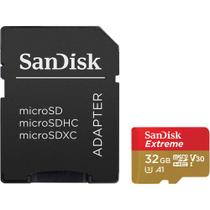 Cartão MicroSDHC 32GB Sandisk Extreme 100mb/s 4K UHS-I / V30 / U3 / A1 Classe 10