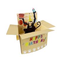 Cartão Pop-Up 3D Engraçado De Feliz Aniversário Com Balões Em Forma De Coração E Confete, Design Cartão Pop-Up 3D Engraçado De Feliz Aniversário Com Balões Em Forma De Coração E Confete, Design