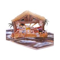 Cartão Pop-Up De Natal Com Tema De Presépio, Feito À Mão, Saudação Para Ela, Agradecimento De Férias