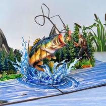 Cartão Pop-up Niumcraft com Design de Robalo para Pesca