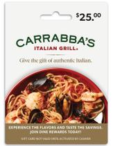 Cartão Presente Carrabba's Italian Grill Valor R 25 Cartão Presente Carrabba's Italian Grill Valor R 25