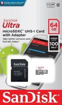 Cartão SanDisk MicroSD Ultra microSDHC/microSDXC UHS-I 64GB - SDSQUNR-064G-GN3MA