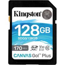 Cartão SD 128GB Kingston Canvas Go Plus para gravação de vídeo 4K UHD e modo fotográfico burst na sua DSLR, SDG3/128GB KINGSTON