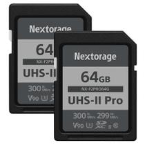 Cartão SD Nextorage F2PRO 64GB, pacote com 2 SDXC UHS-II V90