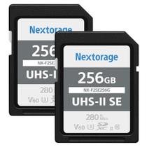 Cartão SD Nextorage, pacote com 2, 256 GB, SDXC UHS-II V60, 100 MB/s