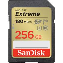 Cartão SDXC 256Gb SanDisk Extreme 4K 180Mb/s UHS-I / V30 / U3 / Classe 10