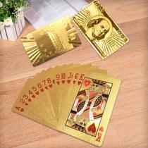 Cartas Baralho Dourado Resistente A Água Anti Rasgo Ouro id1