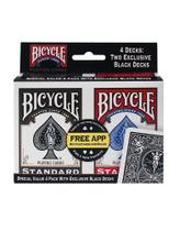 Cartas de baralho: Bicycle Standard Index, preto/vermelho, pacote com 4