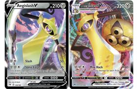 Cartas Pokémon Aegislash VMAX (127/185) e Aegislash V (126/185) - Conjunto