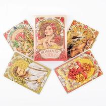 Cartas Românticas Florais Lenormand Oracle 37 Unidades 10,2x7,2cm English Vision Art Nouveau Para