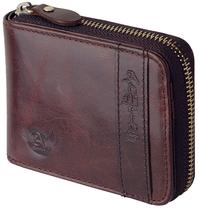 Carteira Admetus de Couro Bifold com Zíper Bloqueio RFID Marrom