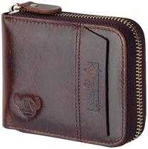 Carteira Admetus masculina de couro genuíno, dobrável com zíper Carteira Admetus masculina de couro genuíno, dobrável com zíper