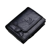 Carteira Bifold Masculina Com Bloqueio RFID Em Couro Genuíno, 15 Slots Para Cartões, Carteira