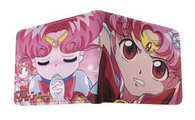 Carteira, bolsa de moedas, couro, duas dobras, anime Sailor Moon, unissex