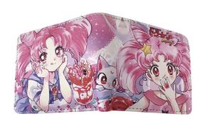 Carteira, bolsa de moedas, couro, duas dobras, anime Sailor Moon, unissex