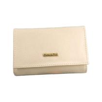 Carteira Brilho da Pele Couro Feminino - Creme