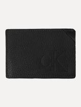 Carteira Calvin Klein Jeans Porta Cartão Couro Queima CK Preta